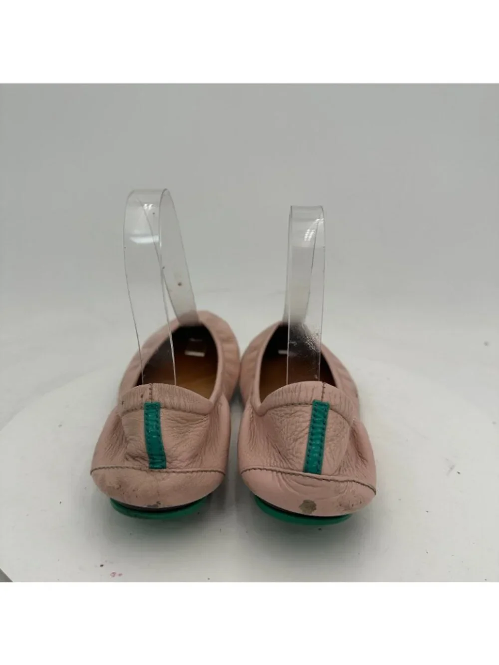 Tieks By Gavrieli Women Size 7 Baby Pink Leather Teal Accents Ballet Flat Shoes